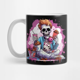 Food Junkie Pastel Goth Dead Skeleton Pink Design Mug